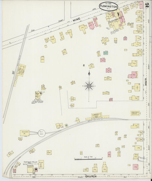 Sanborn Fire Insurance Map from Flemington, Hunterdon County, New Jersey (1890), Sheet #0002 - Historic Sanborn Fire Insurance Map Print, vintage old map wall art, antique decor, genealogy gift, New Jersey New Jersey map