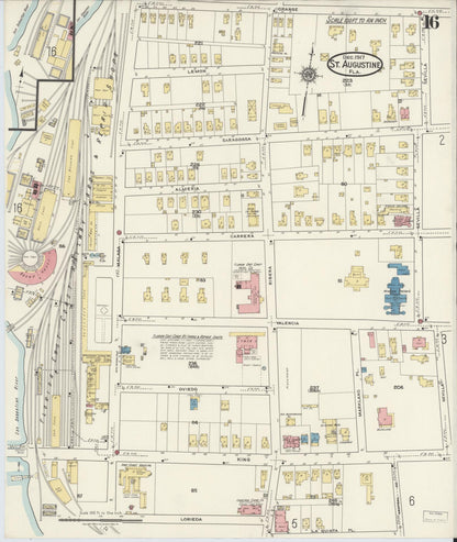 Sanborn Fire Insurance Map from Saint Augustine, Saint John's County, Florida (1917), Sheet #0016 - Historic Sanborn Fire Insurance Map Print, vintage old map wall art, antique decor, genealogy gift, Florida Florida map
