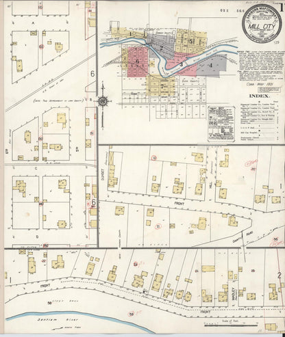 Sanborn Fire Insurance Map from Mill City, Linn And Marion Counties, Oregon (1931), Sheet #0001 - Complete Map Set gallery image, historic Sanborn map, vintage wall art, Oregon Oregon