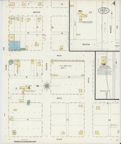 Sanborn Fire Insurance Map from Davis, Murray County, Oklahoma (1898), Sheet #0004 - Complete Map Set gallery image, historic Sanborn map, vintage wall art, Oklahoma Oklahoma
