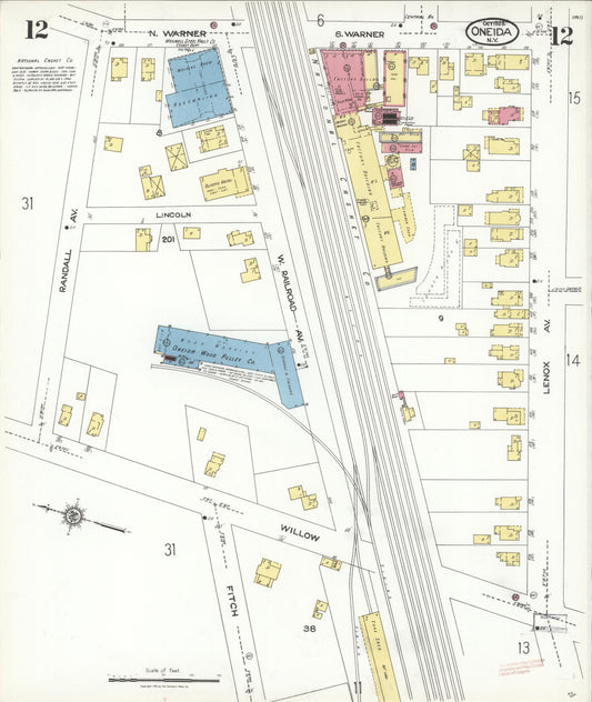 Sanborn Fire Insurance Map from Oneida, Madison County, New York (1923), Sheet #0012 - Historic Sanborn Fire Insurance Map Print, vintage old map wall art, antique decor, genealogy gift, New York New York map