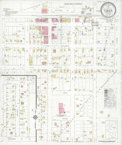 Sanborn Fire Insurance Map from Fisher, Champaign County, Illinois (1932), Sheet #0001 - Historic Sanborn Fire Insurance Map Print, vintage old map wall art, antique decor, genealogy gift, Illinois Illinois map