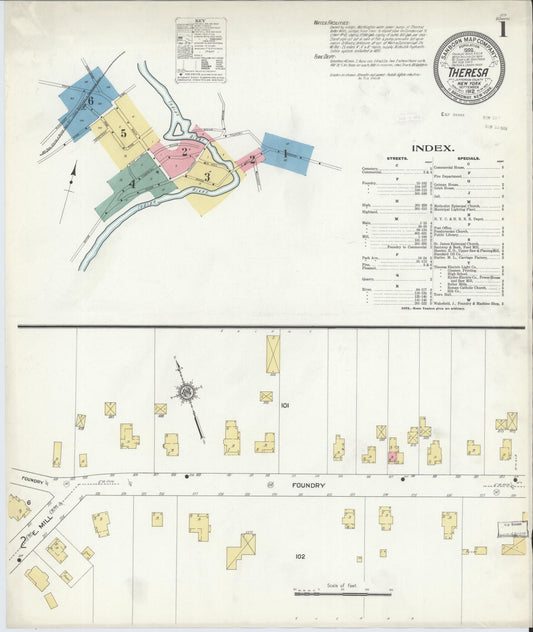 Sanborn Fire Insurance Map from Theresa, Jefferson County, New York (1912), Sheet #0001 - Complete Map Set gallery image, historic Sanborn map, vintage wall art, New York New York
