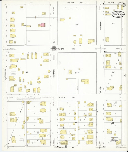 Sanborn Fire Insurance Map from El Dorado, Butler County, Kansas (1917), Sheet #0003 - Historic Sanborn Fire Insurance Map Print, vintage old map wall art, antique decor, genealogy gift, Kansas Kansas map