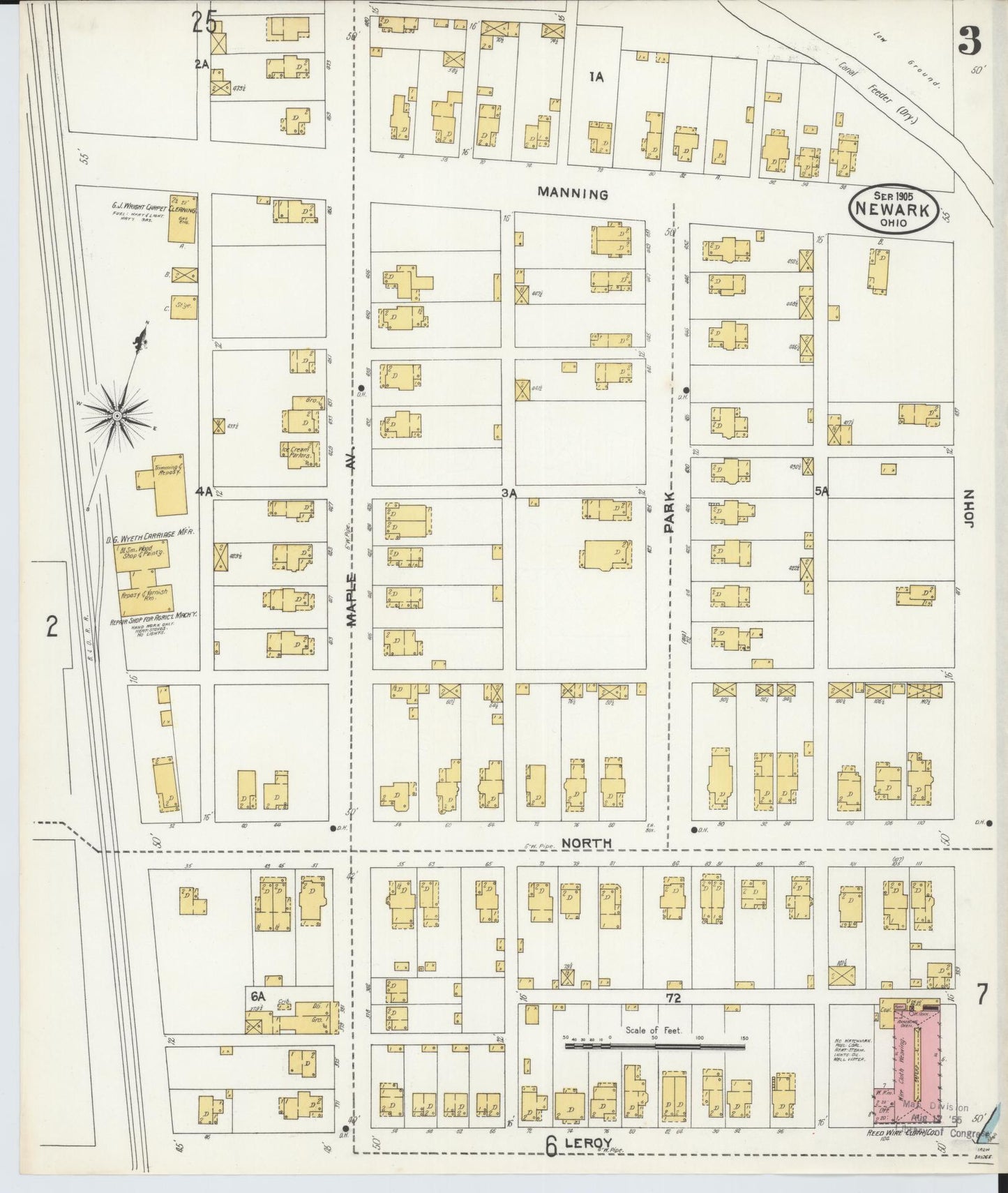 Sanborn Fire Insurance Map from Newark, Licking County, Ohio (1905), Sheet #0003 - Complete Map Set gallery image, historic Sanborn map, vintage wall art, Ohio Ohio