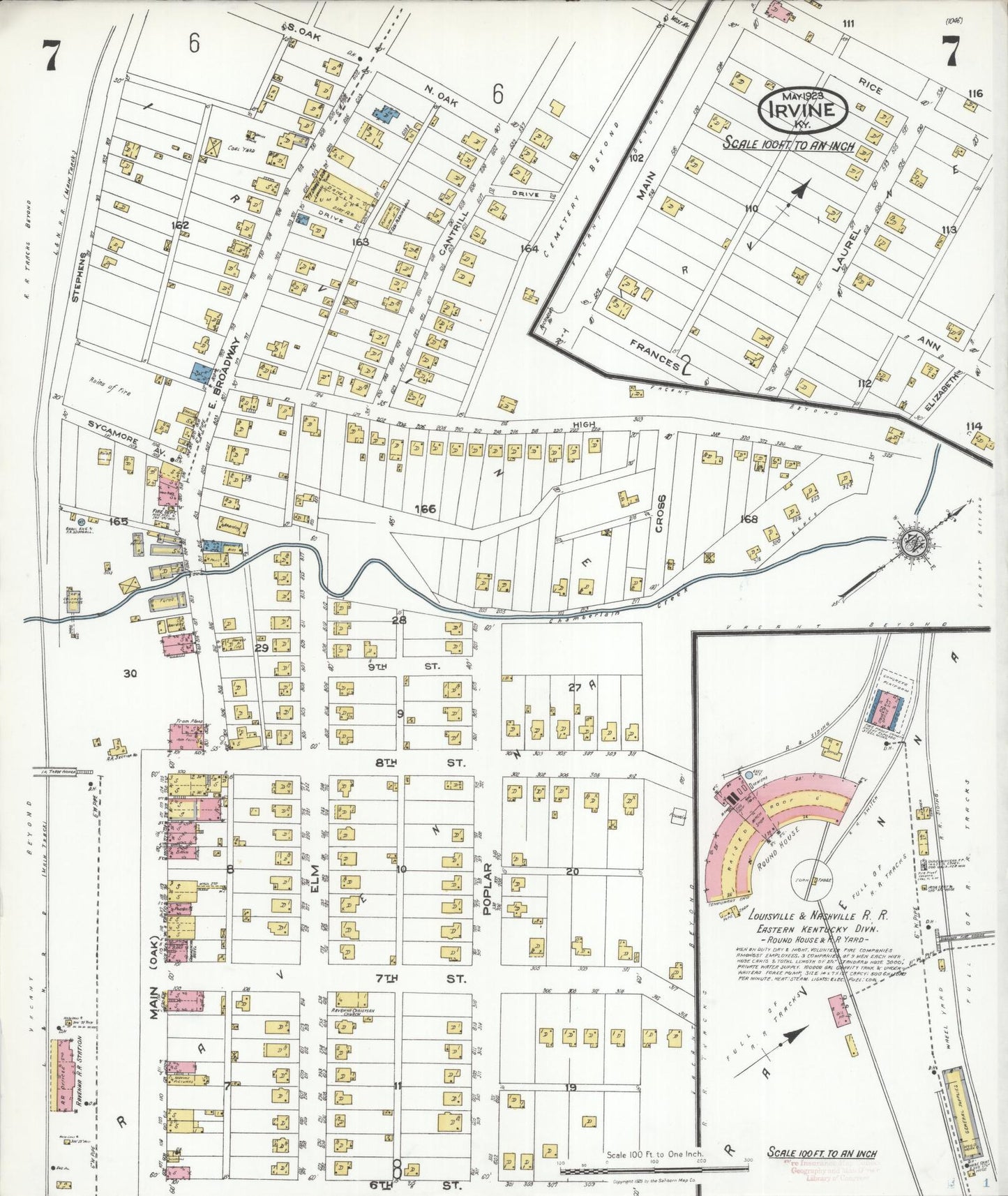 Sanborn Fire Insurance Map from Irvine, Estill County, Kentucky (1923), Sheet #0007 - Complete Map Set gallery image, historic Sanborn map, vintage wall art, Kentucky Kentucky