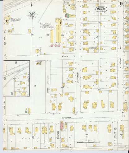 Sanborn Fire Insurance Map from Marion, Marion County, Ohio (1900), Sheet #0009 - Complete Map Set gallery image, historic Sanborn map, vintage wall art, Ohio Ohio