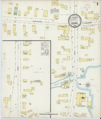 Sanborn Fire Insurance Map from Conway, Carroll County, New Hampshire (1897), Sheet #0001 - Complete Map Set gallery image, historic Sanborn map, vintage wall art, New Hampshire New Hampshire