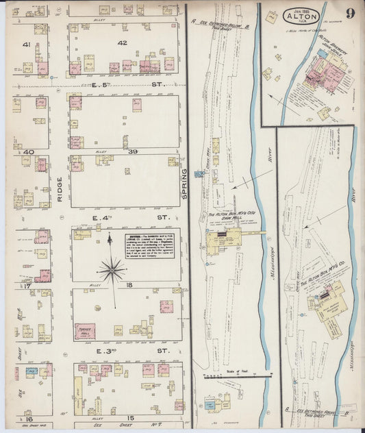 Sanborn Fire Insurance Map from Alton, Madison County, Illinois (1885), Sheet #0009 - Historic Sanborn Fire Insurance Map Print, vintage old map wall art, antique decor, genealogy gift, Illinois Illinois map