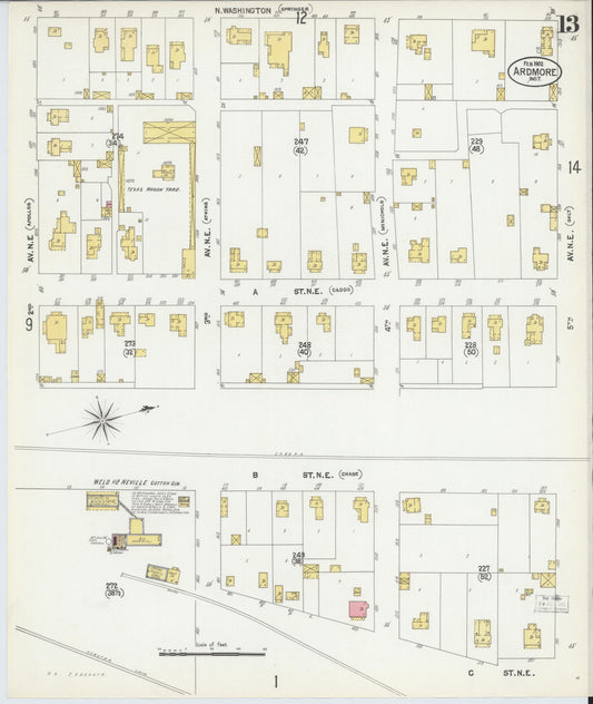 Sanborn Fire Insurance Map from Ardmore, Carter County, Oklahoma (1902), Sheet #0013 - Historic Sanborn Fire Insurance Map Print, vintage old map wall art, antique decor, genealogy gift, Oklahoma Oklahoma map