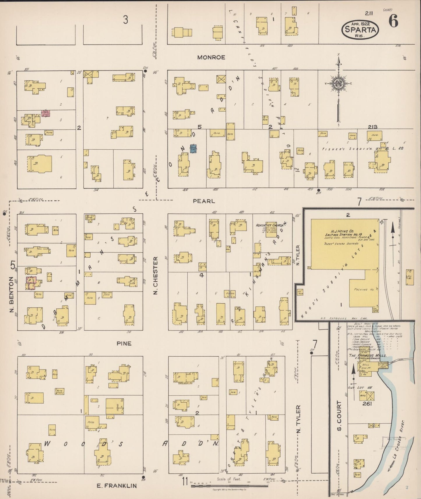 Sanborn Fire Insurance Map from Sparta, Monroe County, Wisconsin (1922), Sheet #0006 - Complete Map Set gallery image, historic Sanborn map, vintage wall art, Wisconsin Wisconsin