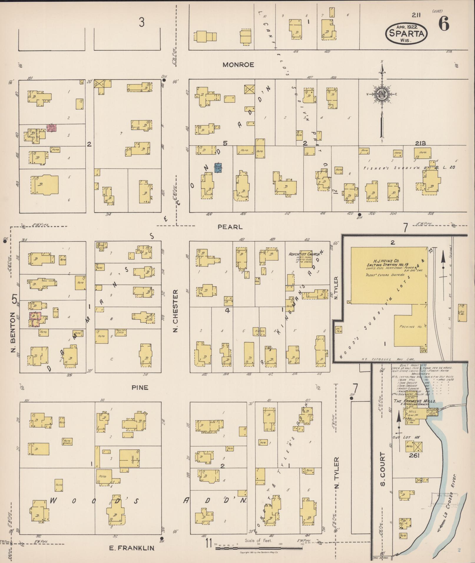 Sanborn Fire Insurance Map from Sparta, Monroe County, Wisconsin (1922), Sheet #0006 - Complete Map Set gallery image, historic Sanborn map, vintage wall art, Wisconsin Wisconsin