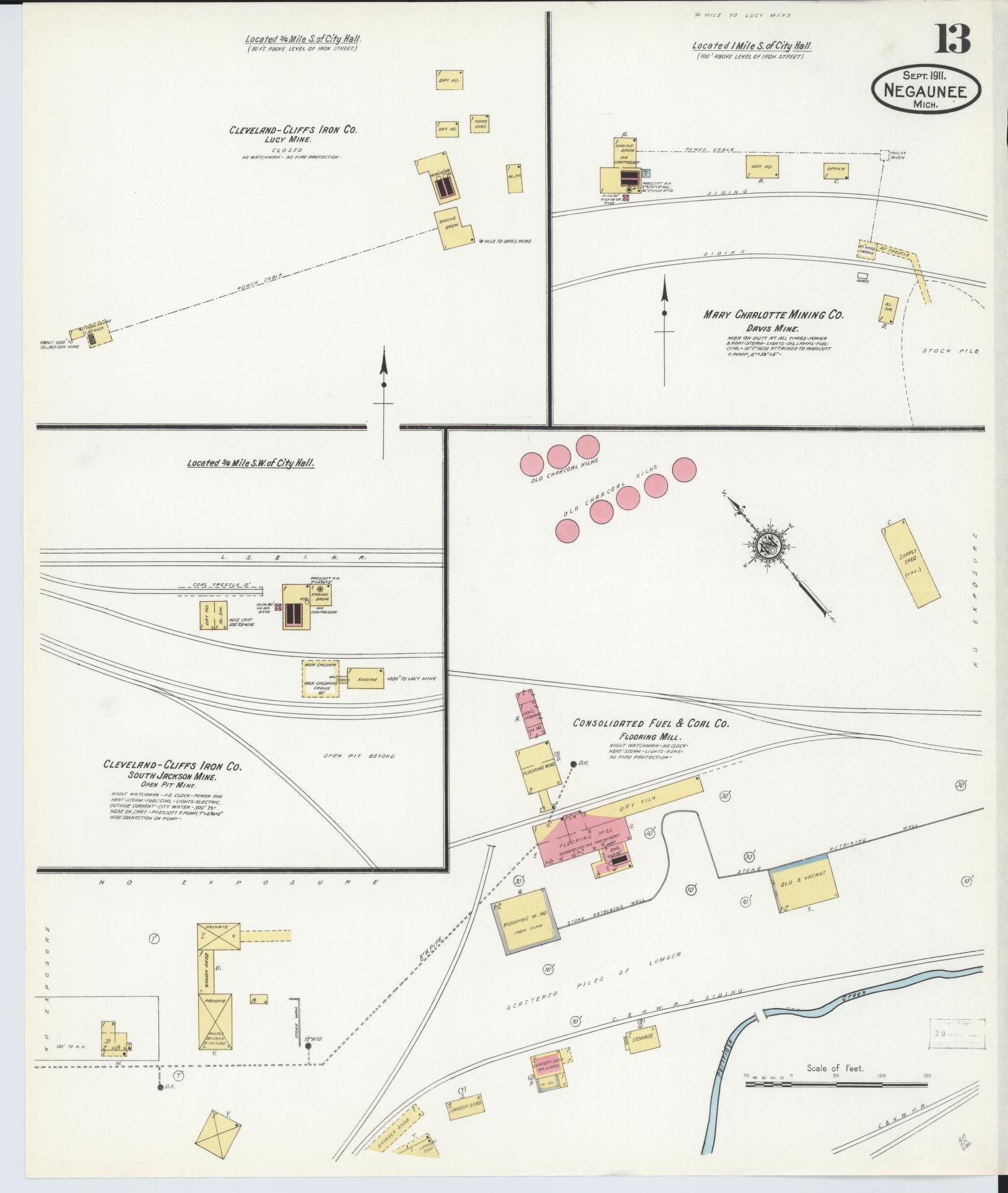 Sanborn Fire Insurance Map from Negaunee, Marquette County, Michigan (1911), Sheet #0013 - Complete Map Set gallery image, historic Sanborn map, vintage wall art, Michigan Michigan