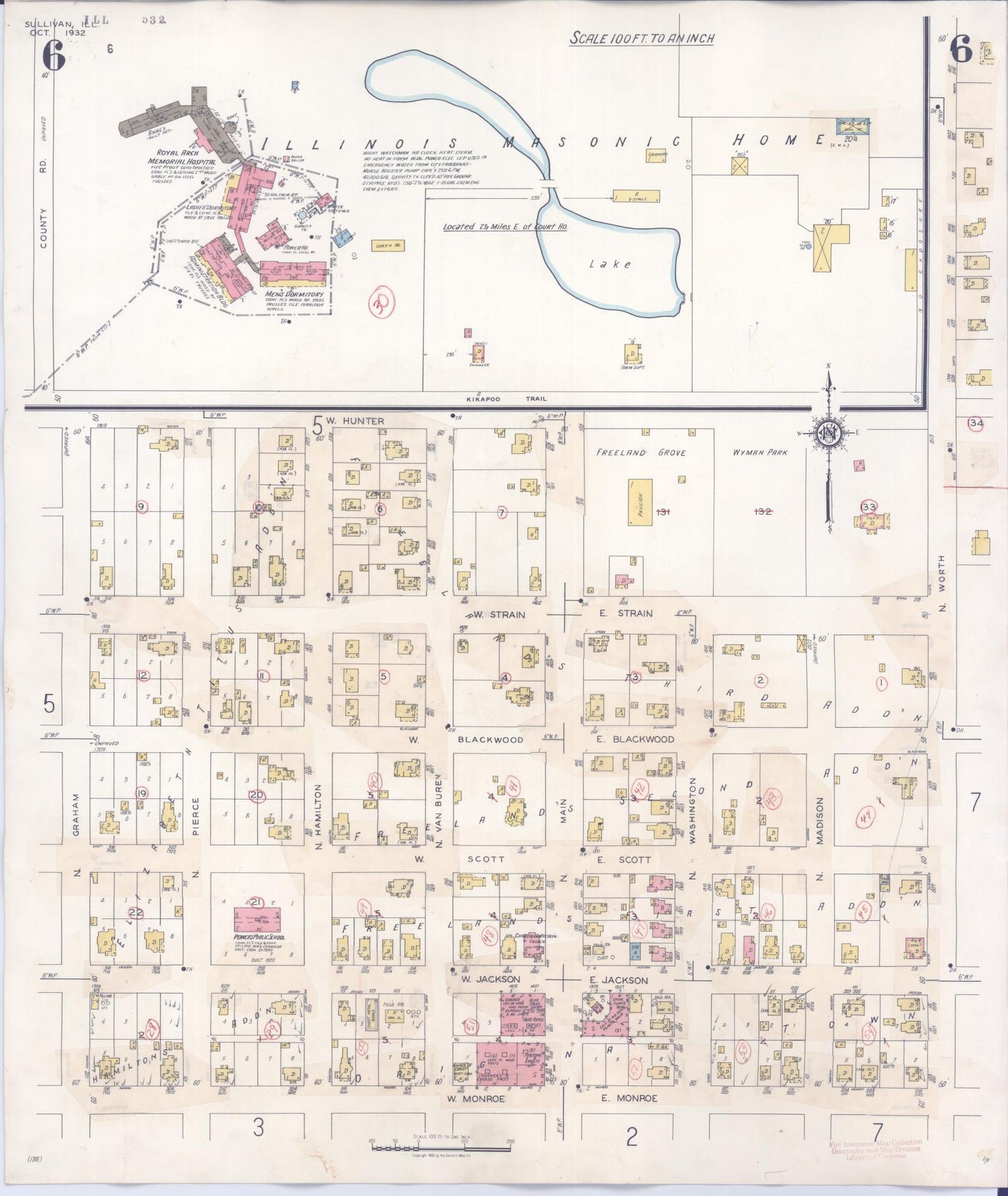 Sanborn Fire Insurance Map from Sullivan, Moultrie County, Illinois (1940), Sheet #0006 - Complete Map Set gallery image, historic Sanborn map, vintage wall art, Illinois Illinois