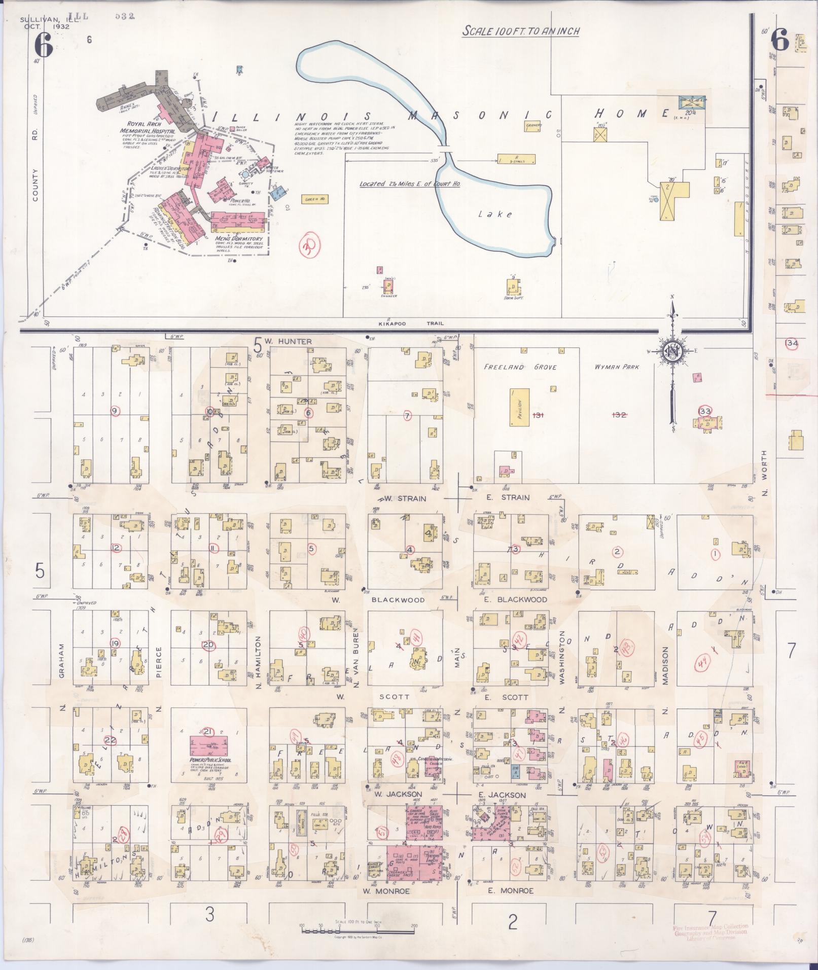 Sanborn Fire Insurance Map from Sullivan, Moultrie County, Illinois (1940), Sheet #0006 - Complete Map Set gallery image, historic Sanborn map, vintage wall art, Illinois Illinois