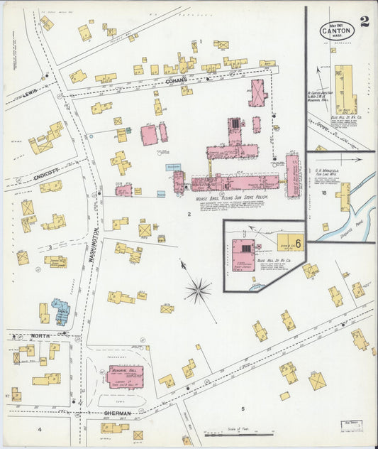 Sanborn Fire Insurance Map from Canton, Norfolk County, Massachusetts (1901), Sheet #0002 - Historic Sanborn Fire Insurance Map Print, vintage old map wall art, antique decor, genealogy gift, Massachusetts Massachusetts map