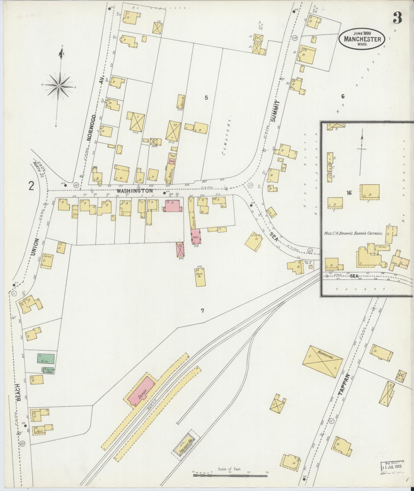 Sanborn Fire Insurance Map from Manchester, Essex County, Massachusetts. (1899), Sheet 3 – Historic Sanborn Fire Insurance Map Print