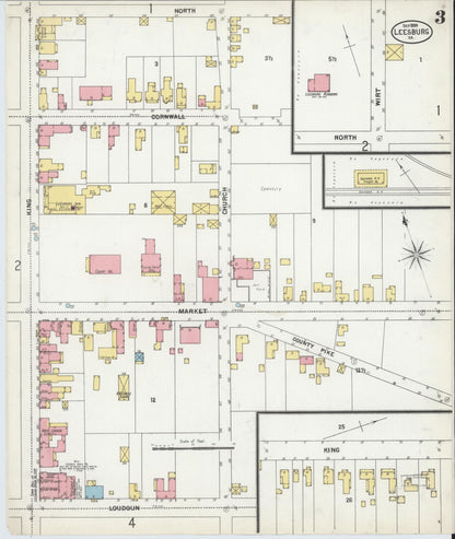 Sanborn Fire Insurance Map from Leesburg, Loudoun County, Virginia (1899), Sheet #0003 - Complete Map Set gallery image, historic Sanborn map, vintage wall art, Virginia Virginia