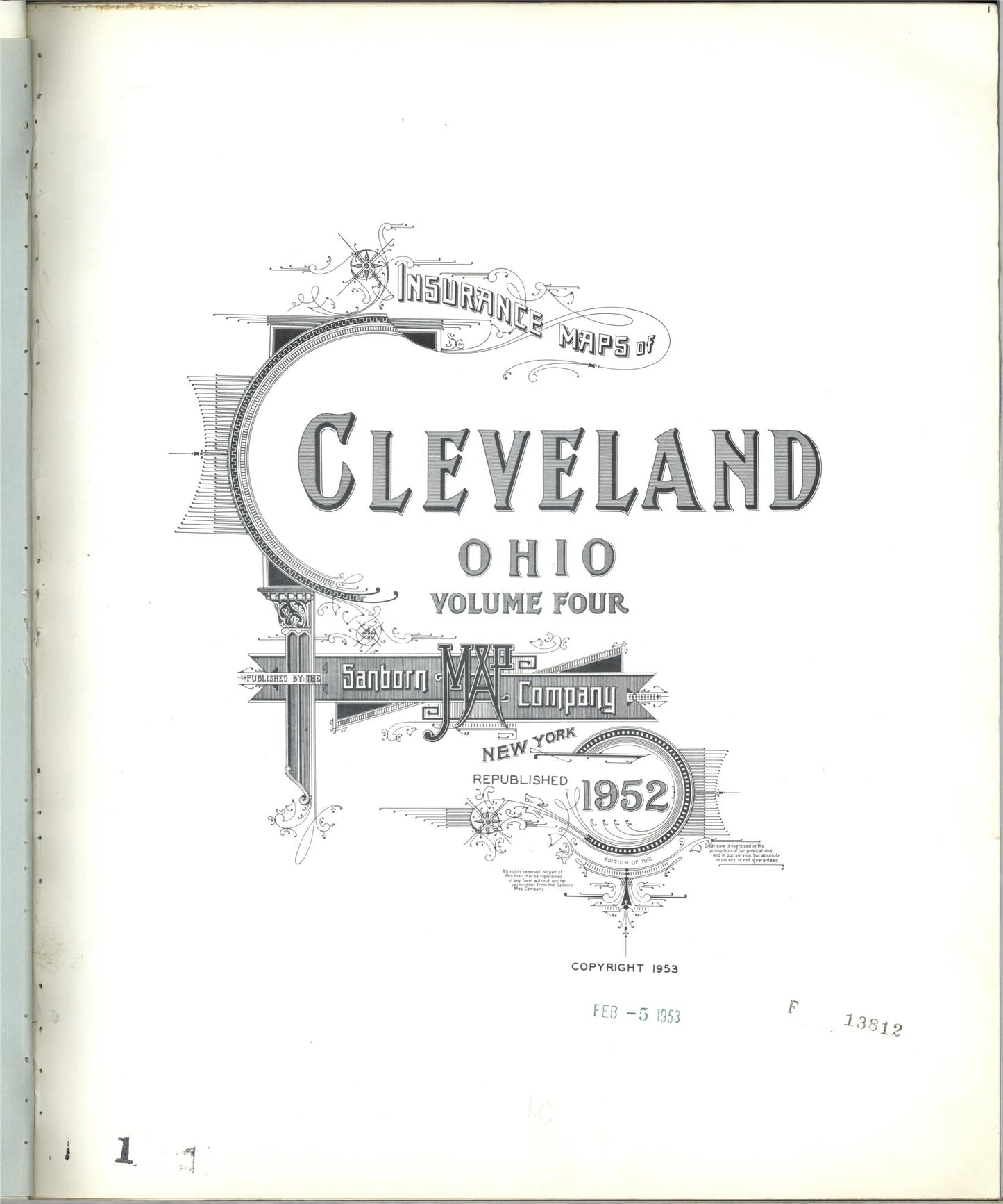 Sanborn Fire Insurance Map from Cleveland, Cuyahoga County, Ohio (1952), Sheet #0001 - Complete Map Set gallery image, historic Sanborn map, vintage wall art, Ohio Ohio