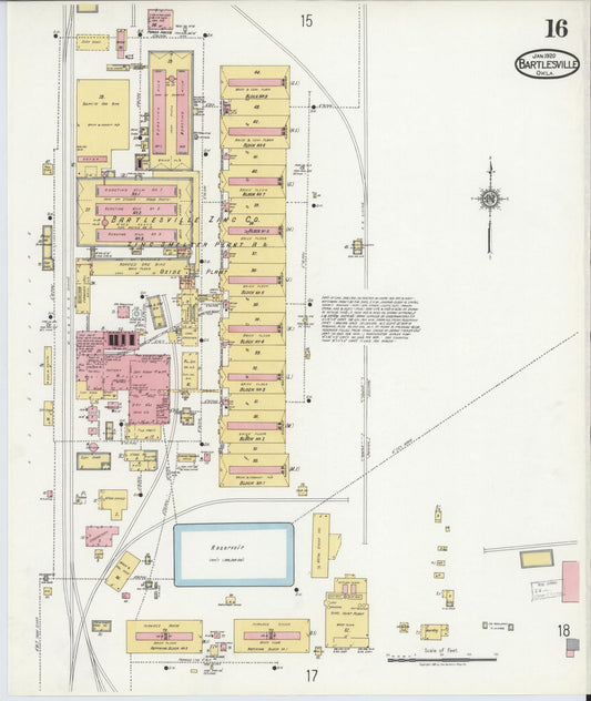 Sanborn Fire Insurance Map from Bartlesville, Washington County, Oklahoma (1920), Sheet #0016 - Historic Sanborn Fire Insurance Map Print, vintage old map wall art, antique decor, genealogy gift, Oklahoma Oklahoma map