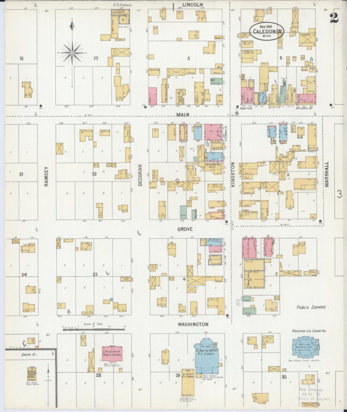 Sanborn Fire Insurance Map from Caledonia, Houston County, Minnesota (1900), Sheet #0002 - Complete Map Set gallery image, historic Sanborn map, vintage wall art, Minnesota Minnesota