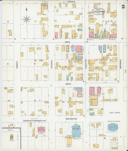 Sanborn Fire Insurance Map from Caledonia, Houston County, Minnesota (1900), Sheet #0002 - Complete Map Set gallery image, historic Sanborn map, vintage wall art, Minnesota Minnesota