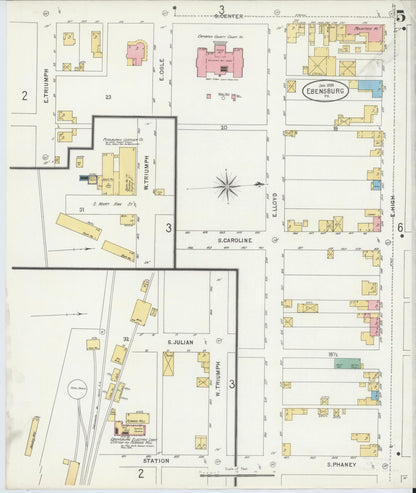 Sanborn Fire Insurance Map from Ebensburg, Cambria County, Pennsylvania (1899), Sheet #0005 - Complete Map Set gallery image, historic Sanborn map, vintage wall art, Pennsylvania Pennsylvania