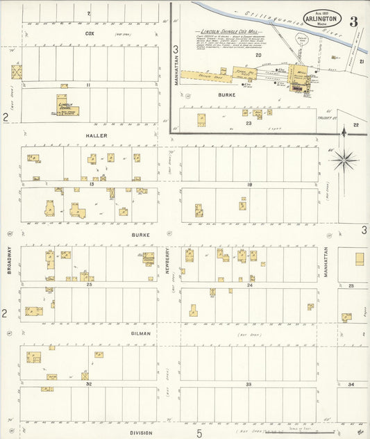 Sanborn Fire Insurance Map from Arlington, Snohomish County, Washington (1905), Sheet #0003 - Historic Sanborn Fire Insurance Map Print, vintage old map wall art, antique decor, genealogy gift, Washington Washington map