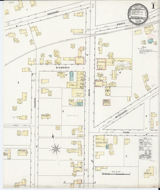 Sanborn Fire Insurance Map from Enosburg Falls, Franklin County, Vermont (1895), Sheet #0001 - Complete Map Set gallery image, historic Sanborn map, vintage wall art, Vermont Vermont