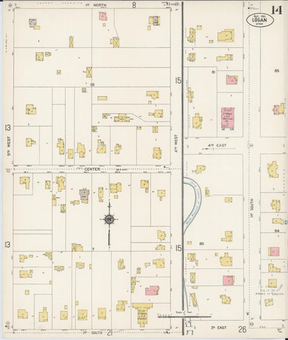 Sanborn Fire Insurance Map from Logan, Cache County, Utah (1911), Sheet #0014 - Complete Map Set gallery image, historic Sanborn map, vintage wall art, Utah Utah