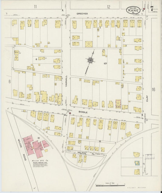 Sanborn Fire Insurance Map from Kane, McKean County, Pennsylvania (1915), Sheet #0007 - Historic Sanborn Fire Insurance Map Print, vintage old map wall art, antique decor, genealogy gift, Pennsylvania Pennsylvania map