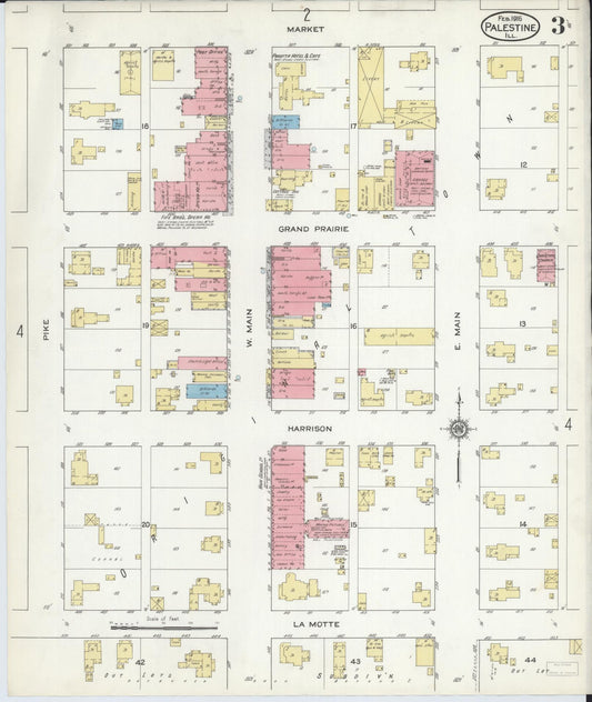 Sanborn Fire Insurance Map from Palestine, Crawford County, Illinois (1916), Sheet #0003 - Historic Sanborn Fire Insurance Map Print, vintage old map wall art, antique decor, genealogy gift, Illinois Illinois map