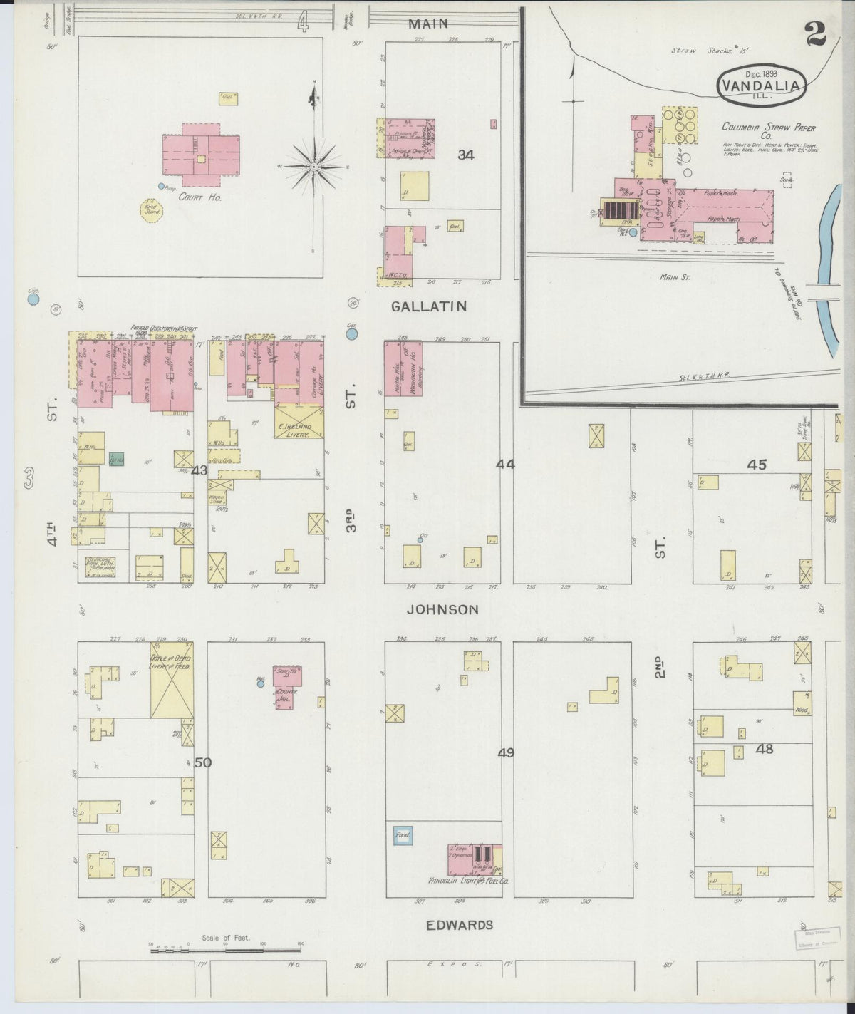 Sanborn Fire Insurance Map from Vandalia, Fayette County, Illinois (1893), Sheet #0002 - Complete Map Set gallery image, historic Sanborn map, vintage wall art, Illinois Illinois