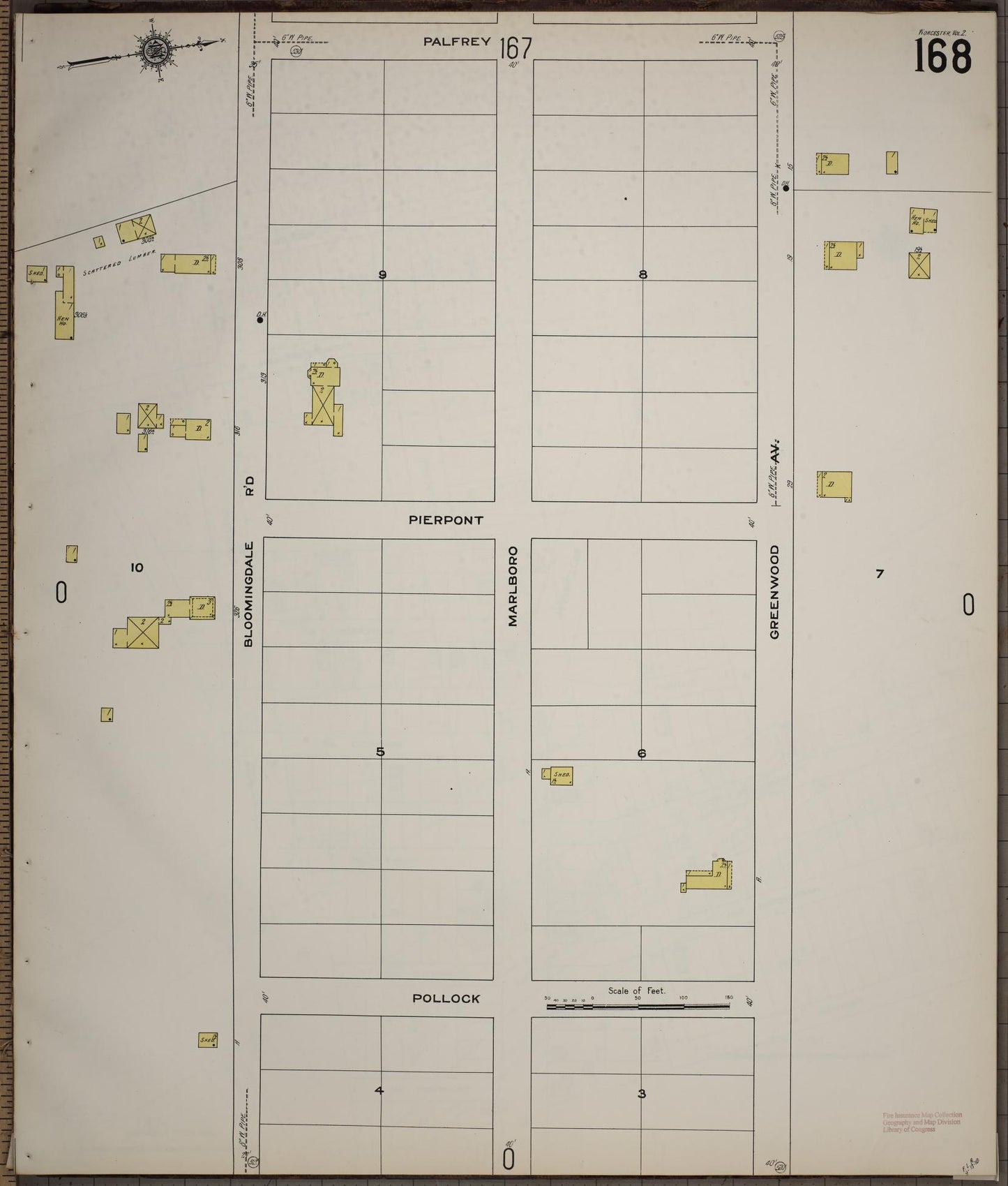 Sanborn Fire Insurance Map from Worcester, Worcester County, Massachusetts (1910), Sheet #0168 - Complete Map Set gallery image, historic Sanborn map, vintage wall art, Massachusetts Massachusetts