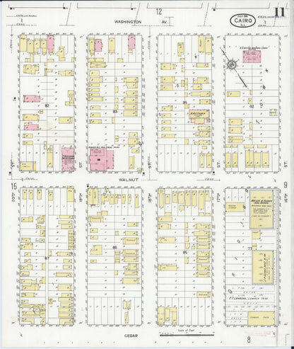 Sanborn Fire Insurance Map from Cairo, Alexander County, Illinois (1914), Sheet #0011 - Complete Map Set gallery image, historic Sanborn map, vintage wall art, Illinois Illinois