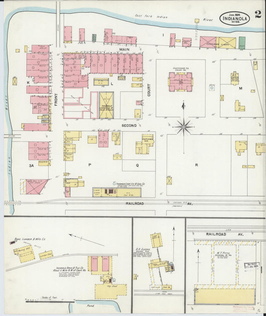 Sanborn Fire Insurance Map from Indianola, Sunflower County, Mississippi (1905), Sheet #0002 - Historic Sanborn Fire Insurance Map Print, vintage old map wall art, antique decor, genealogy gift, Mississippi Mississippi map
