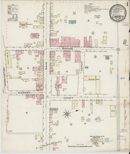 Sanborn Fire Insurance Map from Liberty, Bedford County, Virginia (1886), Sheet #0001 - Complete Map Set gallery image, historic Sanborn map, vintage wall art, Virginia Virginia
