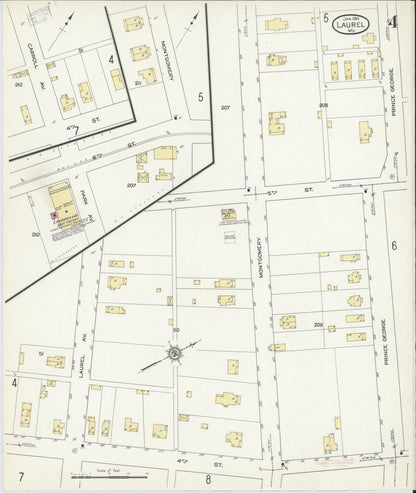 Sanborn Fire Insurance Map from Laurel, Prince Georges County, Maryland (1914), Sheet #0004 - Complete Map Set gallery image, historic Sanborn map, vintage wall art, Maryland Maryland