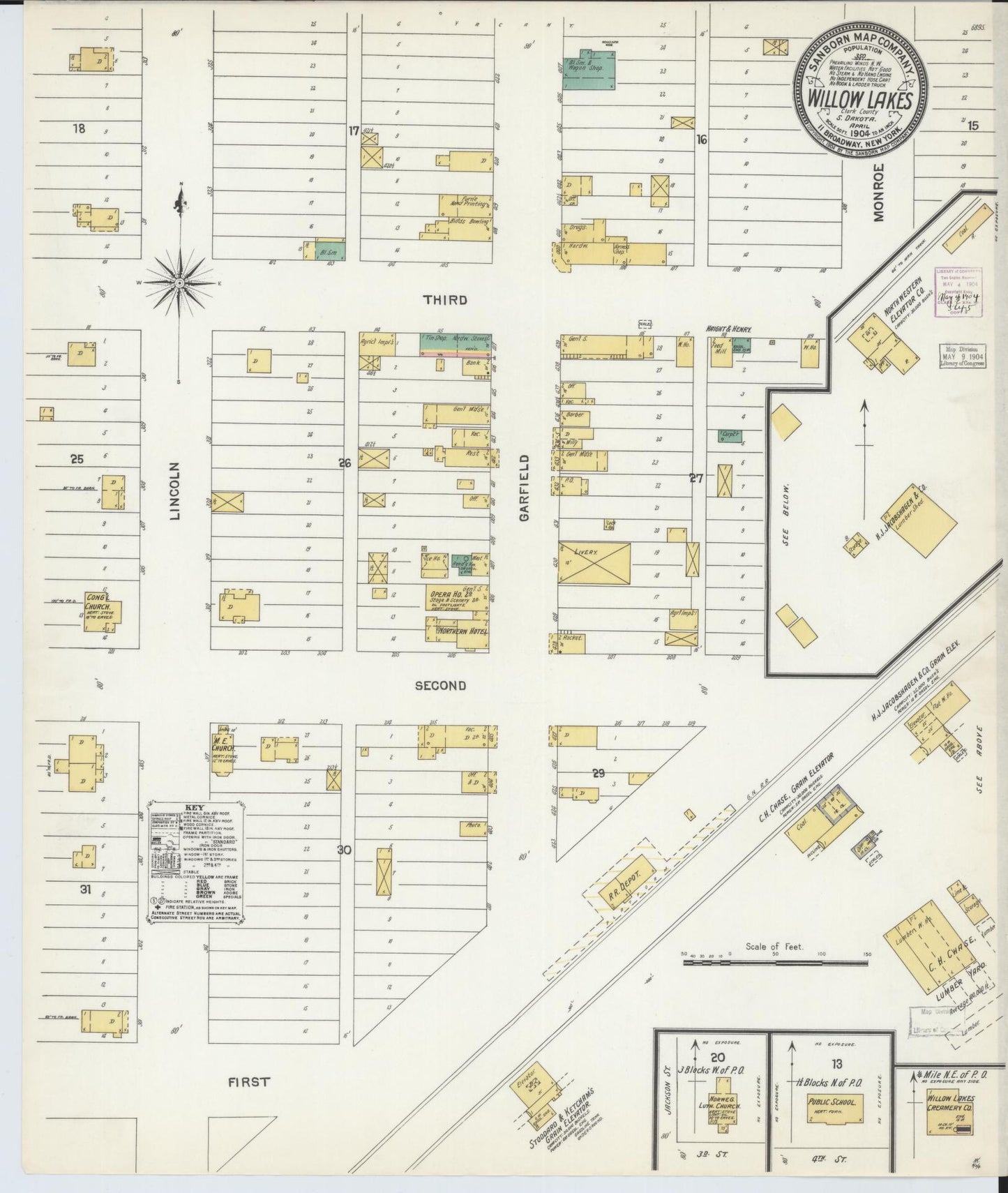 Sanborn Fire Insurance Map from Willow Lake, Clark County, South Dakota (1904), Sheet #0001 - Historic Sanborn Fire Insurance Map Print, vintage old map wall art, antique decor, genealogy gift, South Dakota South Dakota map