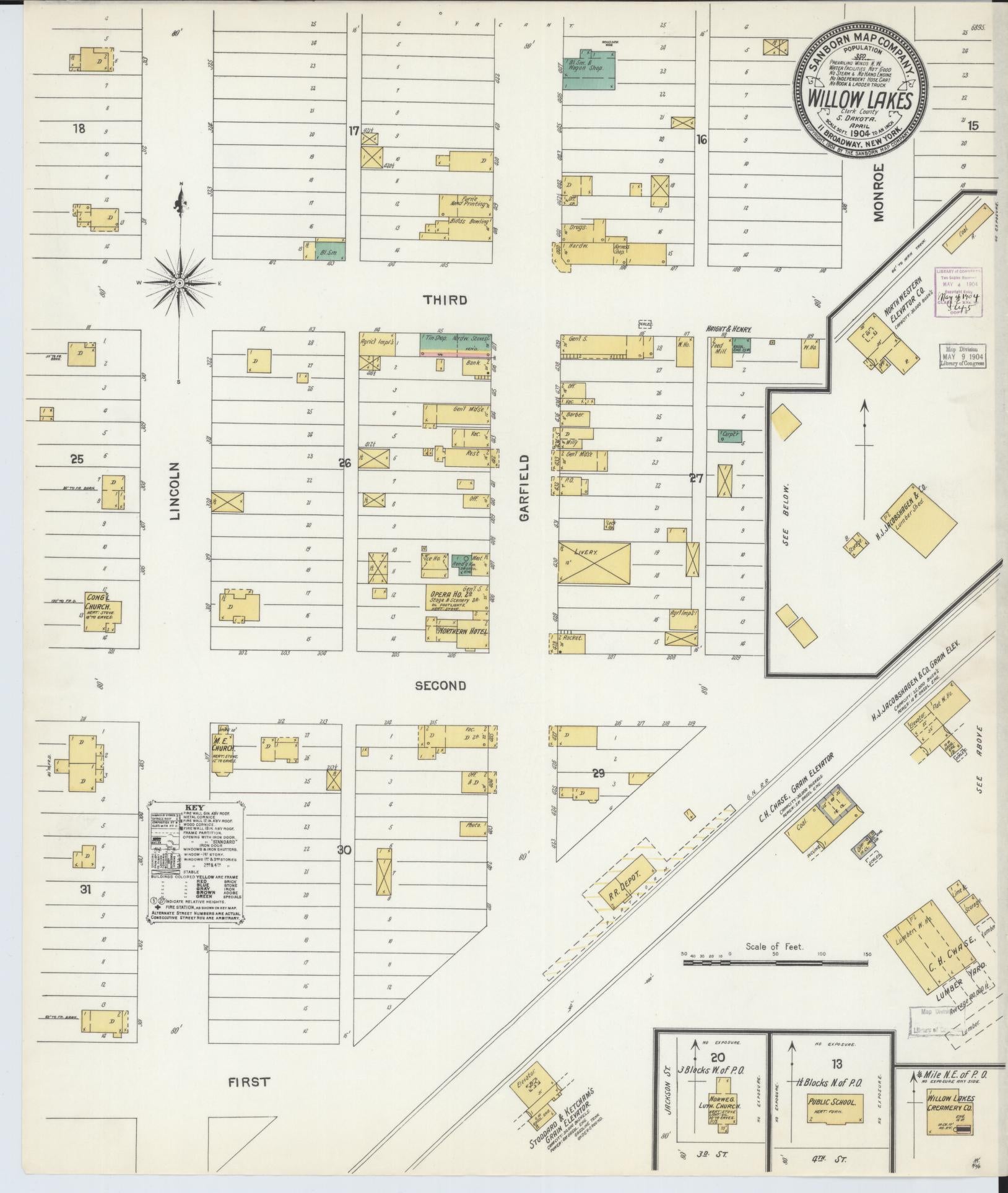 Sanborn Fire Insurance Map from Willow Lake, Clark County, South Dakota (1904), Sheet #0001 - Historic Sanborn Fire Insurance Map Print, vintage old map wall art, antique decor, genealogy gift, South Dakota South Dakota map