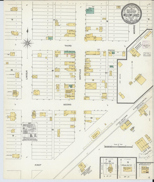 Sanborn Fire Insurance Map from Willow Lake, Clark County, South Dakota (1904), Sheet #0001 - Historic Sanborn Fire Insurance Map Print, vintage old map wall art, antique decor, genealogy gift, South Dakota South Dakota map