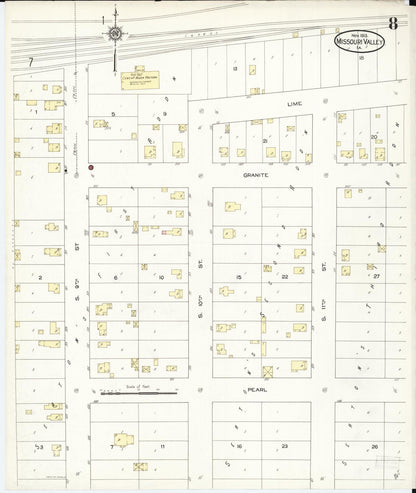 Sanborn Fire Insurance Map from Missouri Valley, Harrison County, Iowa (1913), Sheet #0008 - Complete Map Set gallery image, historic Sanborn map, vintage wall art, Missouri Missouri