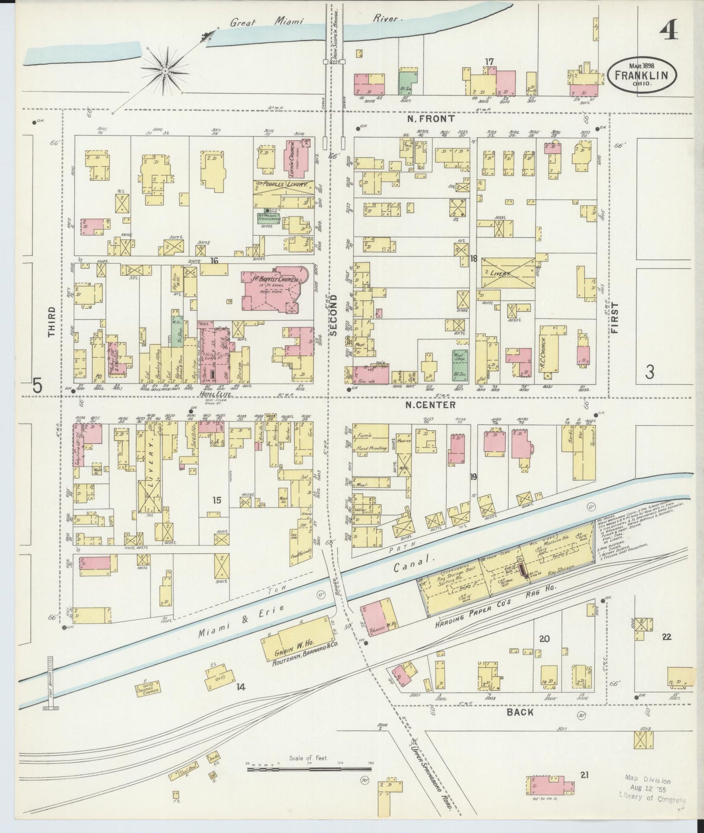 Sanborn Fire Insurance Map from Franklin, Warren County, Ohio (1898), Sheet #0004 - Historic Sanborn Fire Insurance Map Print, vintage old map wall art, antique decor, genealogy gift, Ohio Ohio map