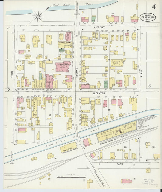 Sanborn Fire Insurance Map from Franklin, Warren County, Ohio (1898), Sheet #0004 - Historic Sanborn Fire Insurance Map Print, vintage old map wall art, antique decor, genealogy gift, Ohio Ohio map