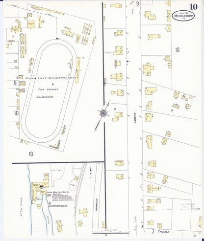 Sanborn Fire Insurance Map from Middlebury, Addison County, Vermont (1910), Sheet #0010 - Complete Map Set gallery image, historic Sanborn map, vintage wall art, Vermont Vermont