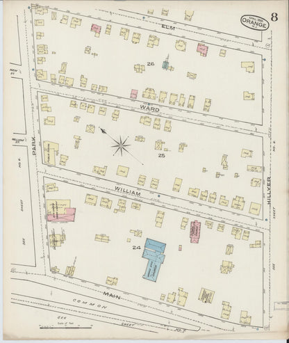 Sanborn Fire Insurance Map from Orange, Essex County, New Jersey (1885), Sheet #0008 - Historic Sanborn Fire Insurance Map Print, vintage old map wall art, antique decor, genealogy gift, New Jersey New Jersey map
