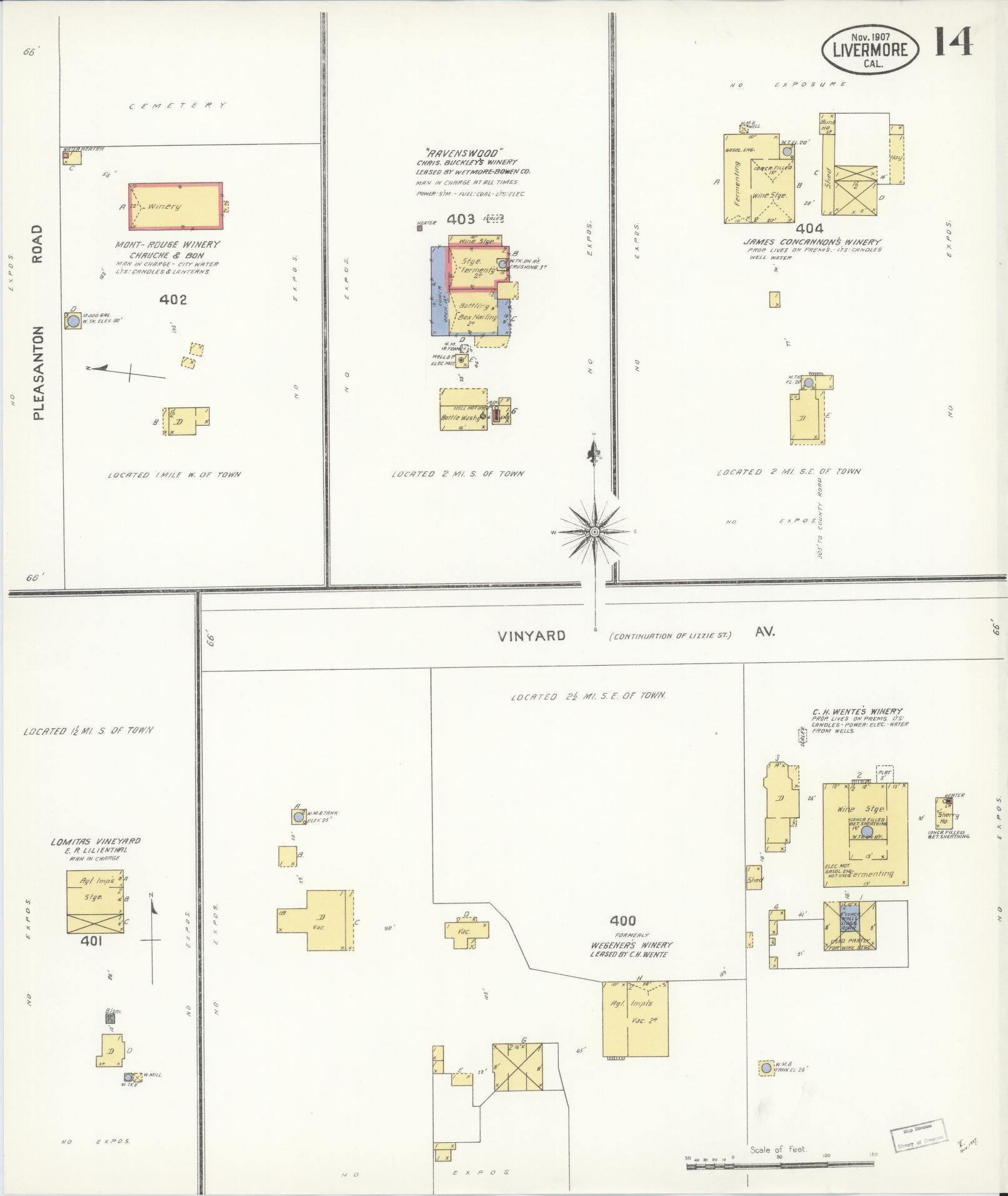 Sanborn Fire Insurance Map from Livermore, Alameda County, California (1907), Sheet #0014 - Historic Sanborn Fire Insurance Map Print, vintage old map wall art, antique decor, genealogy gift, California California map