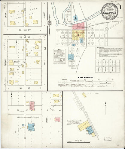 Sanborn Fire Insurance Map from Enterprise, Dickinson County, Kansas (1912), Sheet #0001 - Complete Map Set gallery image, historic Sanborn map, vintage wall art, Kansas Kansas