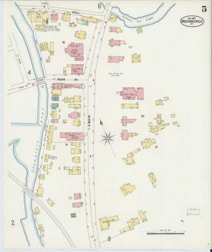 Sanborn Fire Insurance Map from Mechanicville, Saratoga County, New York (1897), Sheet #0005 - Historic Sanborn Fire Insurance Map Print, vintage old map wall art, antique decor, genealogy gift, New York New York map