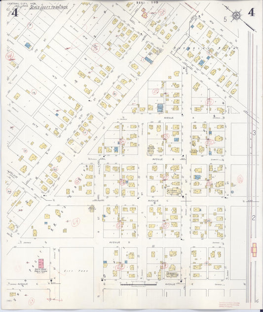 Sanborn Fire Insurance Map from Central City, Merrick County, Nebraska (1943), Sheet #0004 - Historic Sanborn Fire Insurance Map Print, vintage old map wall art, antique decor, genealogy gift, Nebraska Nebraska map